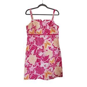 Island Republic Bright Floral Tropical Hawaiian Sleeveless Mini Dress, Size 10